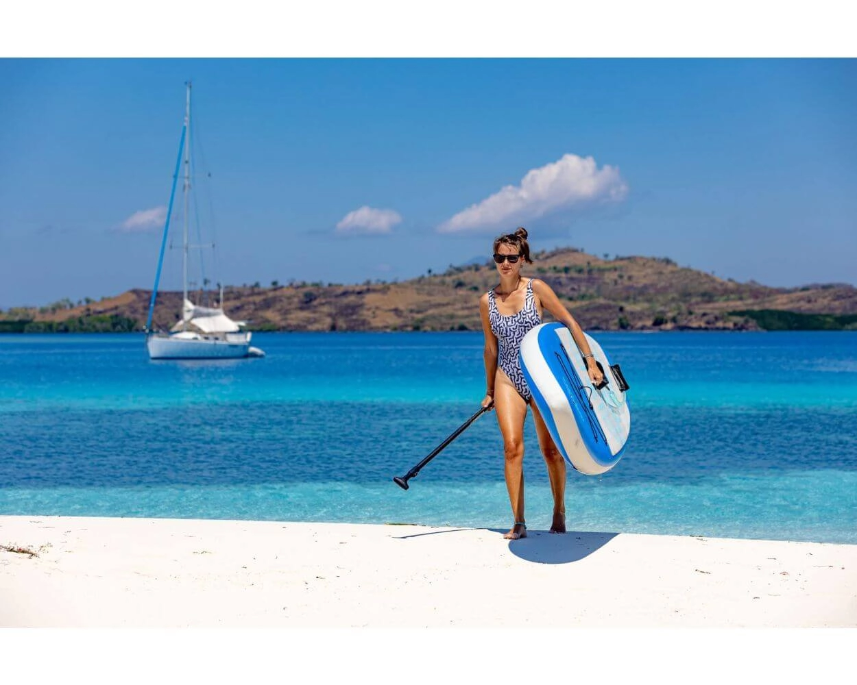 Доска SUP надувная Indiana 12'0"x33"x6" Family Pack misty blue с трехчастным веслом 30% карбон-стеклопластик (2025) вид 6
