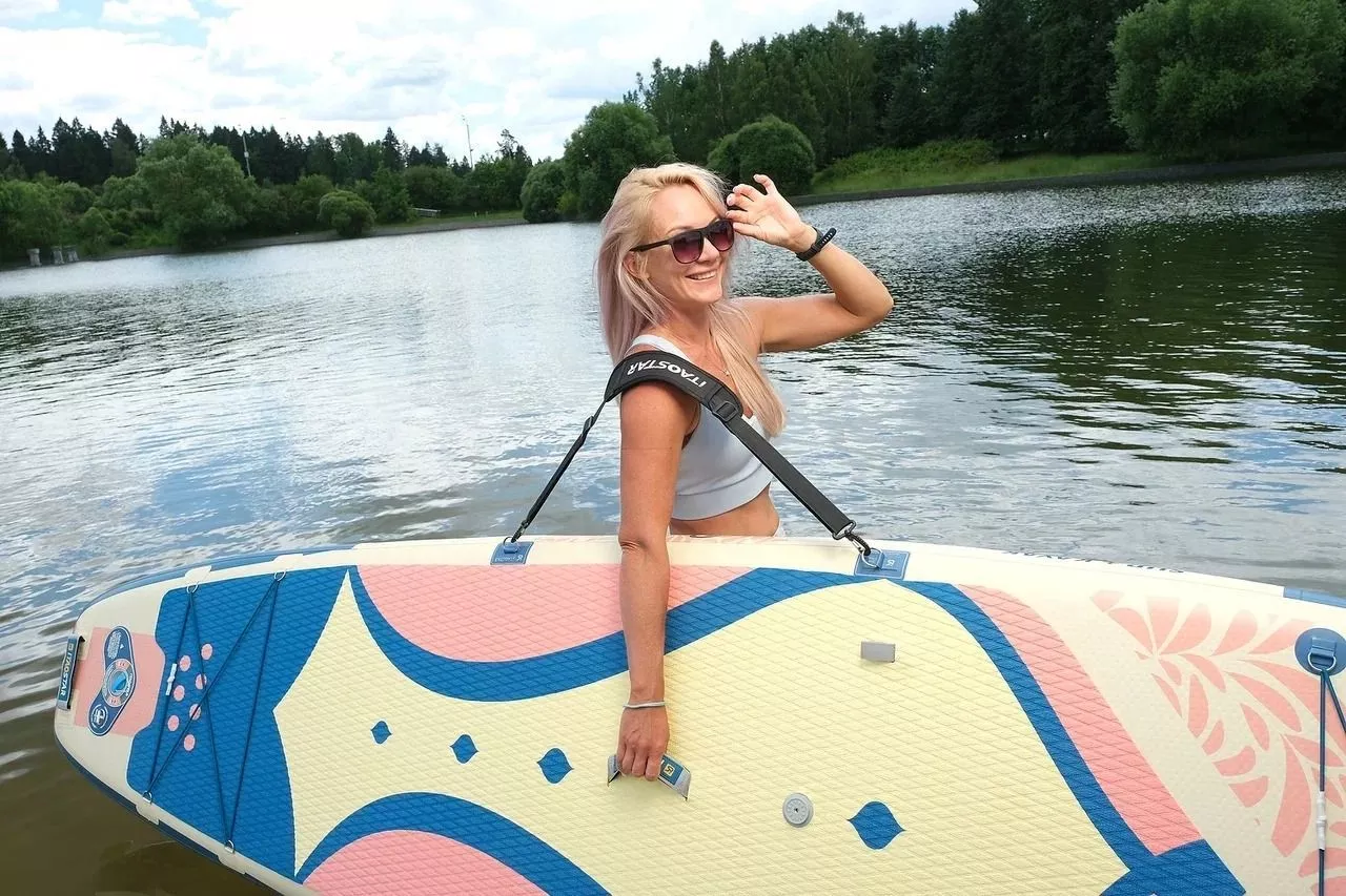 Надувная сап-доска iTaoStar Daisy Chic 11'6''x34"x6" grey вид 2