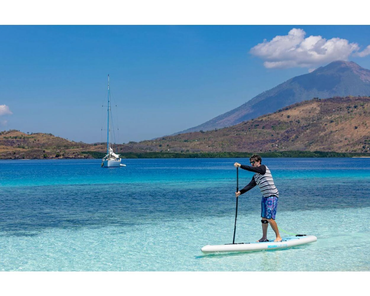 Доска SUP надувная Indiana 12'0"x33"x6" Family Pack misty blue с трехчастным веслом 30% карбон-стеклопластик (2025) вид 8
