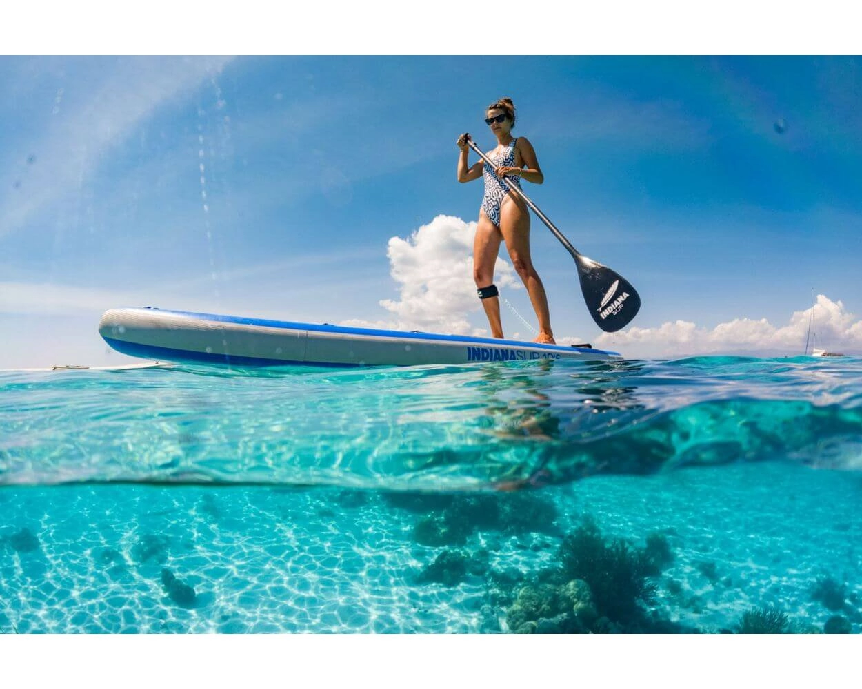 Доска SUP надувная Indiana 12'0"x33"x6" Family Pack misty blue с трехчастным веслом 30% карбон-стеклопластик (2025) вид 7