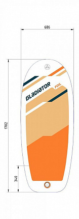 Доска для фойлинга Gladiator Foil 5'7"x27"x5" 112л (2024) вид 1